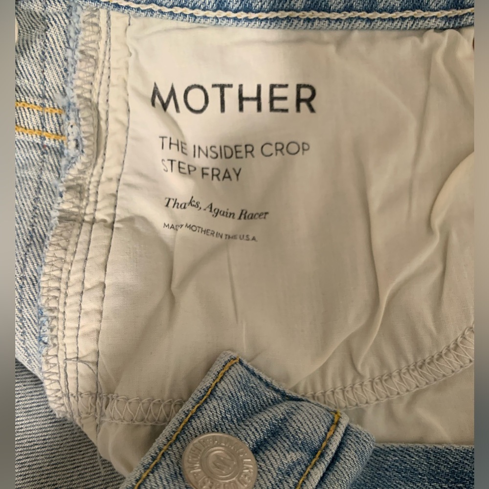 MOTHER Womens The Insider Crop Step Fray Thanks Again Racer Stripe Jeans Sz 31 - Picture 6 of 8